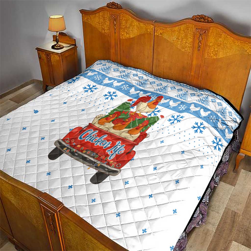 Chicken Life Christmas Quilt Xmas Holiday Patterns - Wonder Print Shop