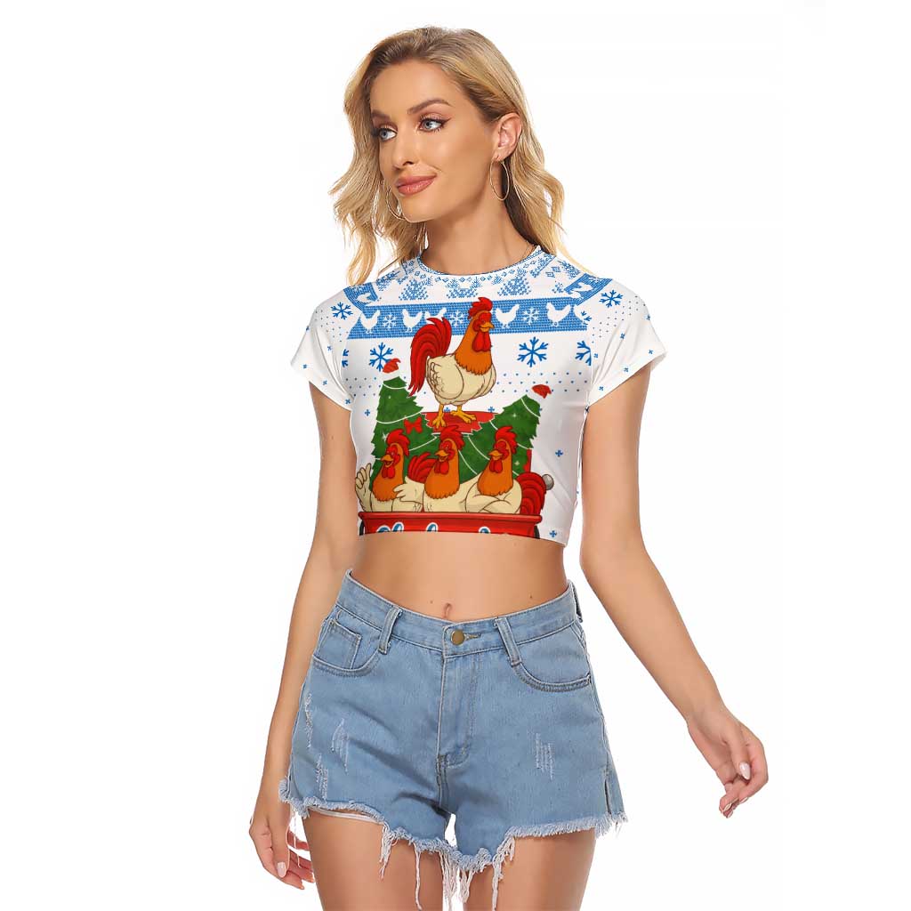 Chicken Life Christmas Raglan Cropped T Shirt Xmas Holiday Patterns - Wonder Print Shop