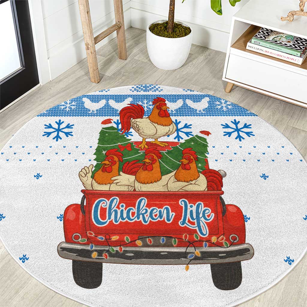Chicken Life Christmas Round Carpet Xmas Holiday Patterns - Wonder Print Shop