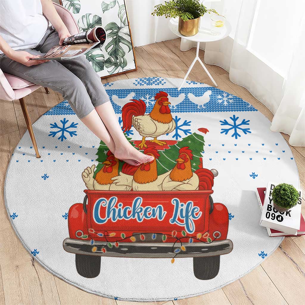 Chicken Life Christmas Round Carpet Xmas Holiday Patterns - Wonder Print Shop