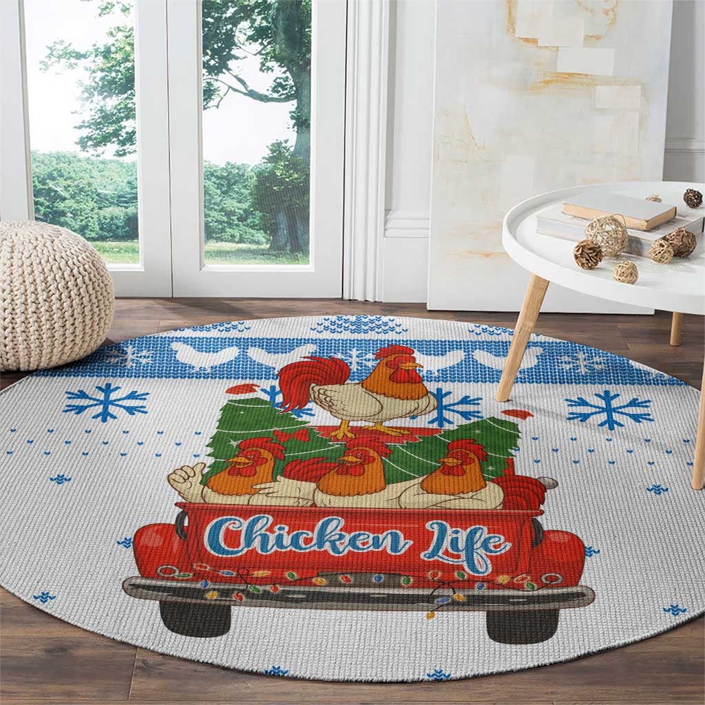 Chicken Life Christmas Round Carpet Xmas Holiday Patterns - Wonder Print Shop