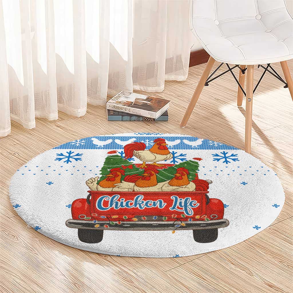 Chicken Life Christmas Round Carpet Xmas Holiday Patterns - Wonder Print Shop