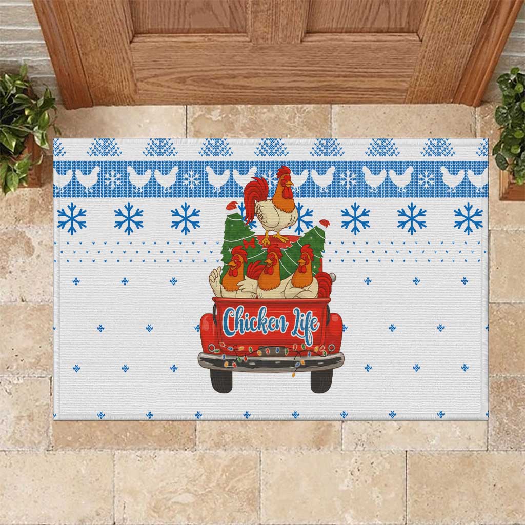 Chicken Life Christmas Rubber Doormat Xmas Holiday Patterns - Wonder Print Shop