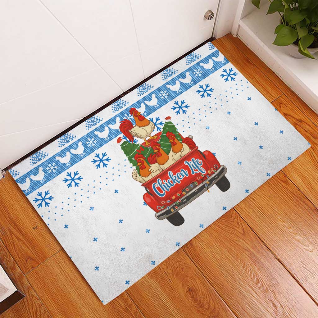 Chicken Life Christmas Rubber Doormat Xmas Holiday Patterns - Wonder Print Shop