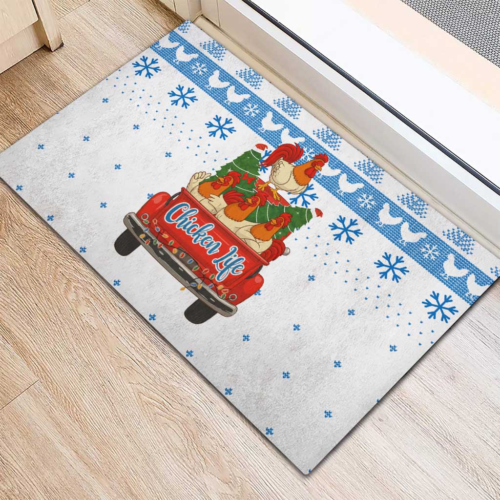 Chicken Life Christmas Rubber Doormat Xmas Holiday Patterns - Wonder Print Shop