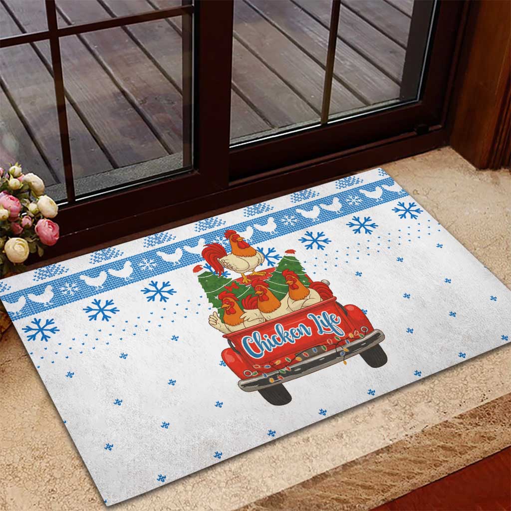 Chicken Life Christmas Rubber Doormat Xmas Holiday Patterns - Wonder Print Shop