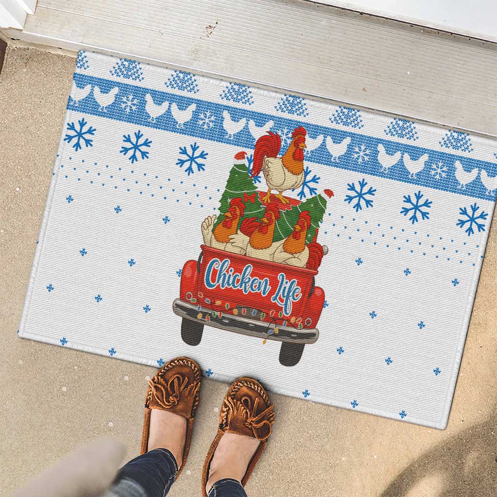 Chicken Life Christmas Rubber Doormat Xmas Holiday Patterns - Wonder Print Shop