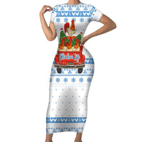 Chicken Life Christmas Short Sleeve Bodycon Dress Xmas Holiday Patterns - Wonder Print Shop
