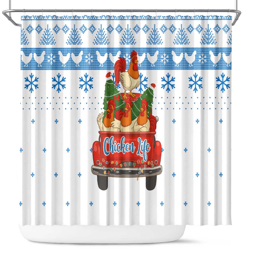 Chicken Life Christmas Shower Curtain Xmas Holiday Patterns - Wonder Print Shop