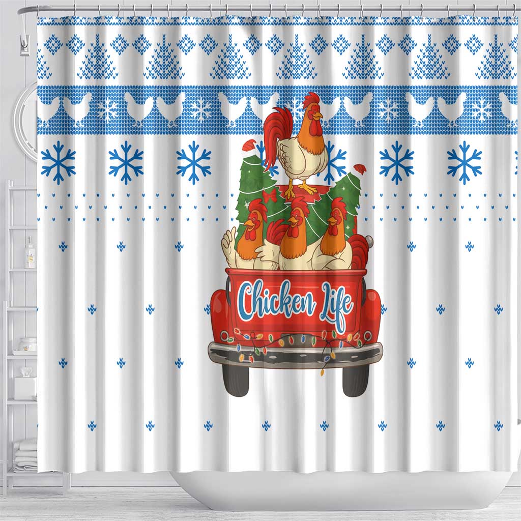 Chicken Life Christmas Shower Curtain Xmas Holiday Patterns - Wonder Print Shop