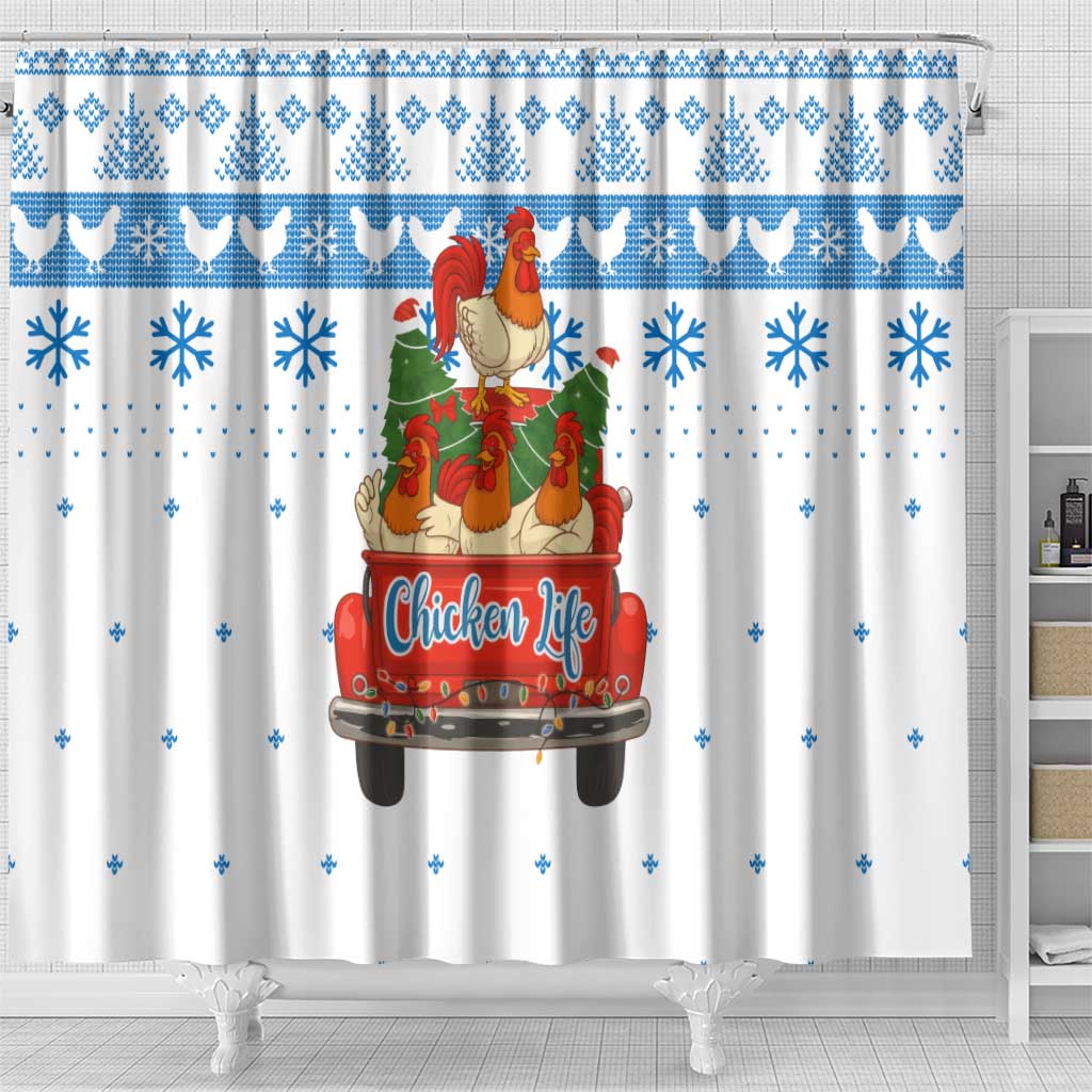 Chicken Life Christmas Shower Curtain Xmas Holiday Patterns - Wonder Print Shop