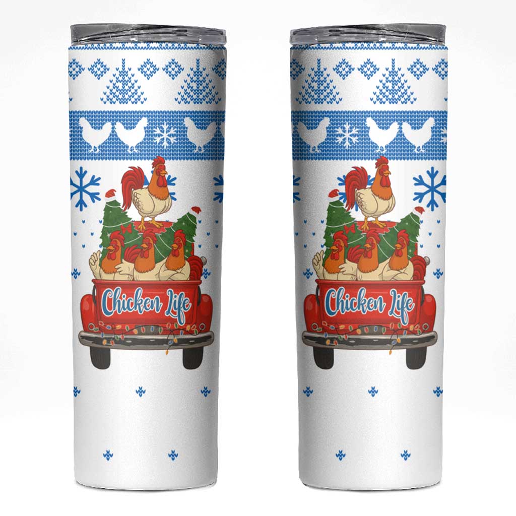 Chicken Life Christmas Skinny Tumbler Xmas Holiday Patterns - Wonder Print Shop
