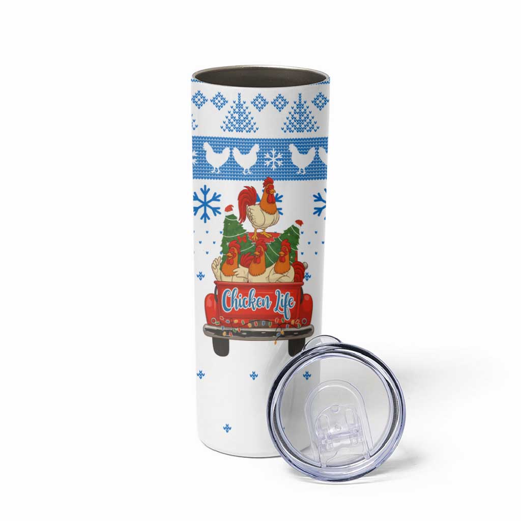 Chicken Life Christmas Skinny Tumbler Xmas Holiday Patterns - Wonder Print Shop