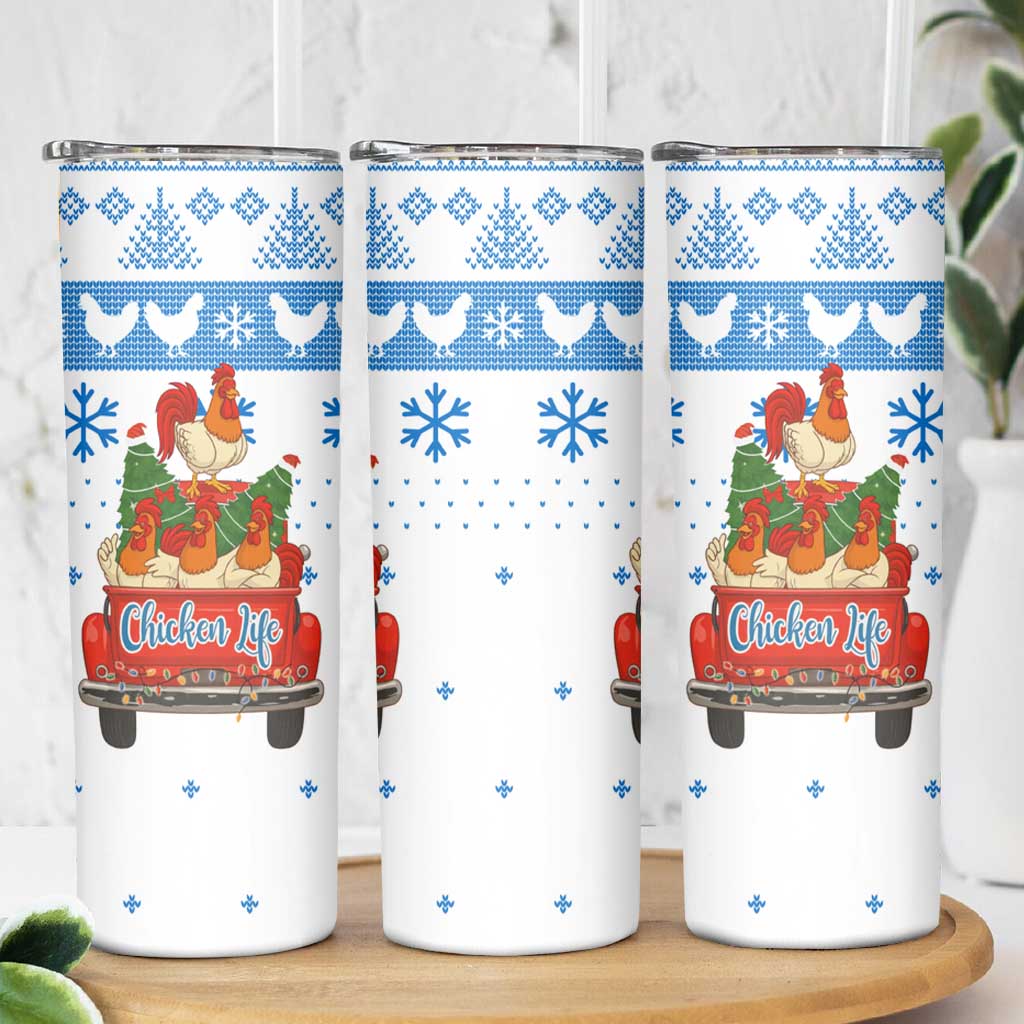 Chicken Life Christmas Skinny Tumbler Xmas Holiday Patterns - Wonder Print Shop