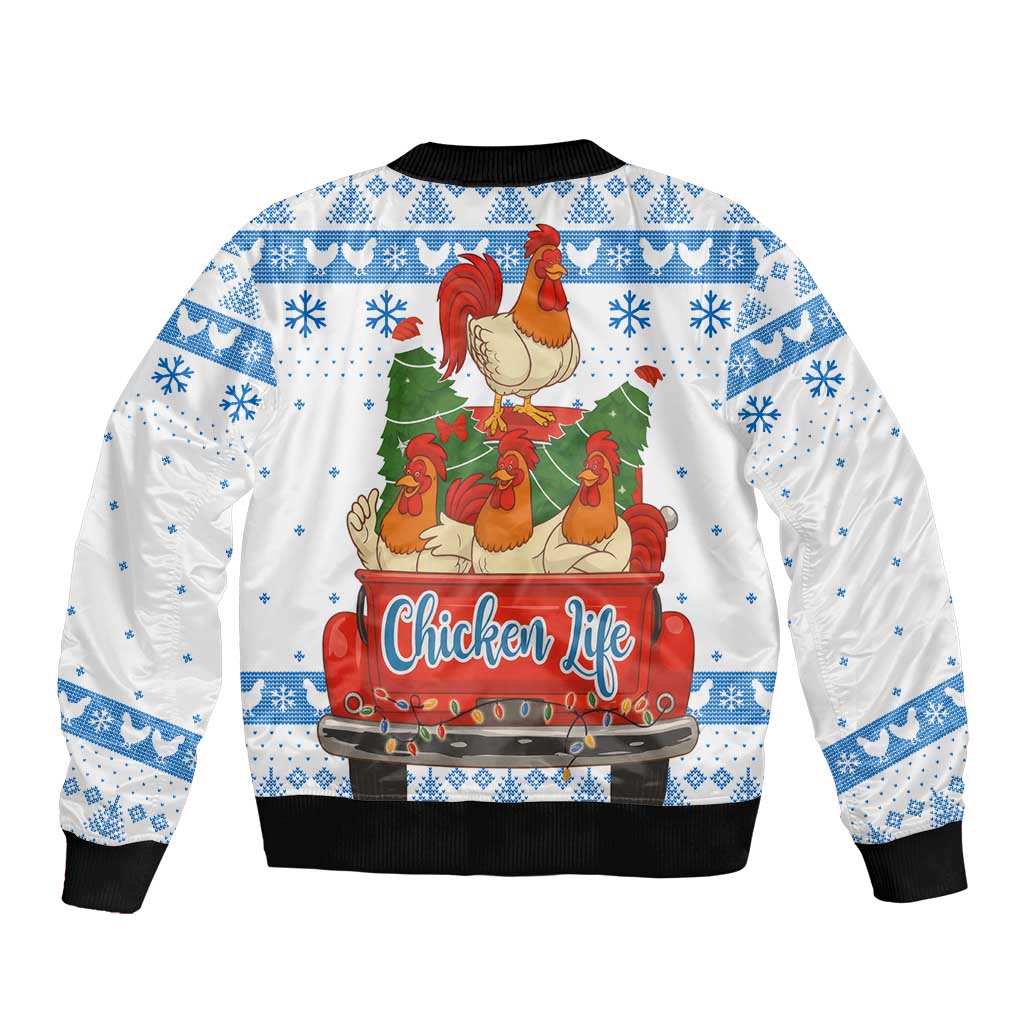 Chicken Life Christmas Sleeve Zip Bomber Jacket Xmas Holiday Patterns - Wonder Print Shop