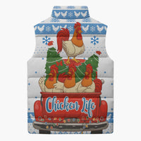 Chicken Life Christmas Sleeveless Puffer Jacket Xmas Holiday Patterns - Wonder Print Shop