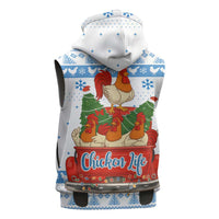 Chicken Life Christmas Sleeveless Zip Hoodie Xmas Holiday Patterns - Wonder Print Shop