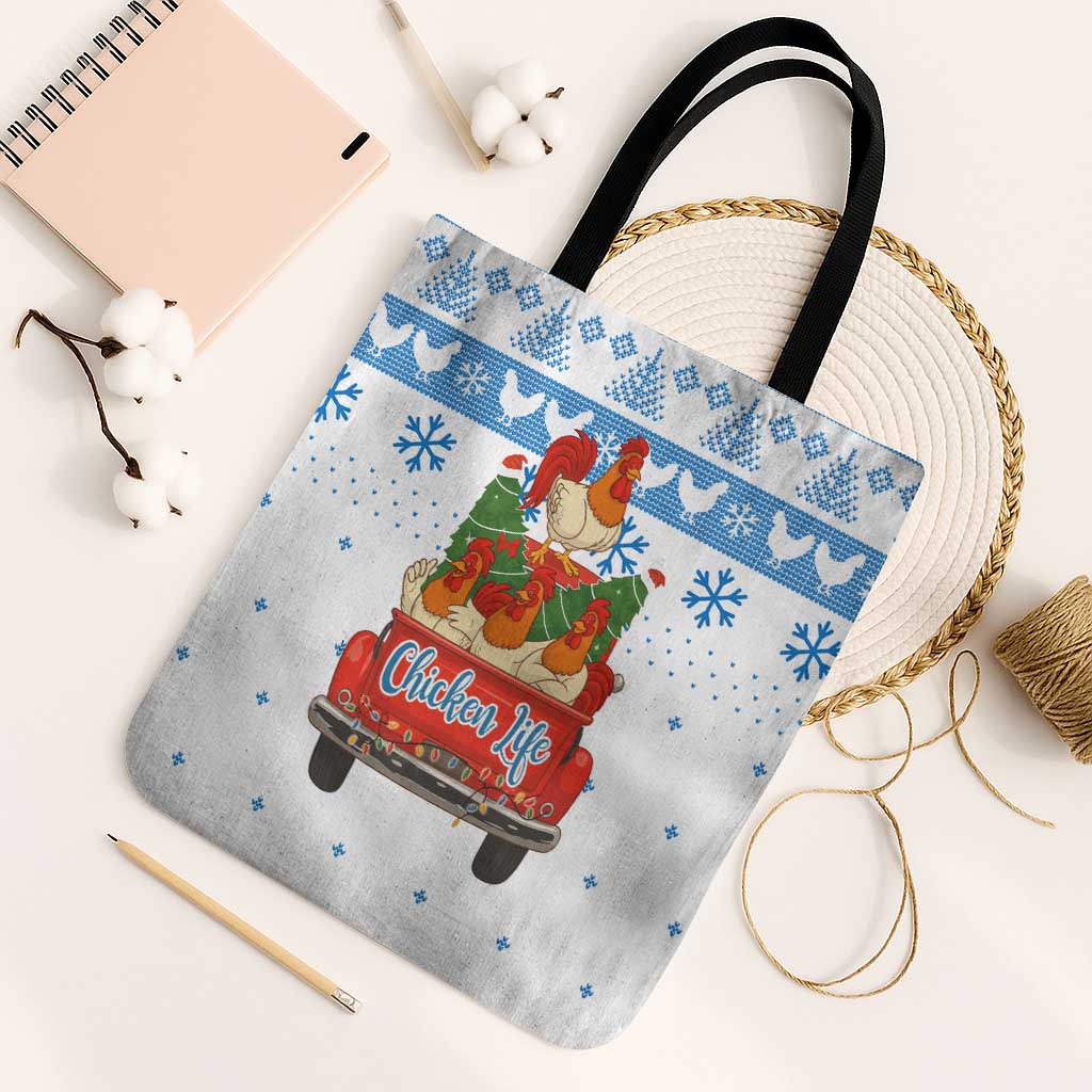 Chicken Life Christmas Tote Bag Xmas Holiday Patterns - Wonder Print Shop
