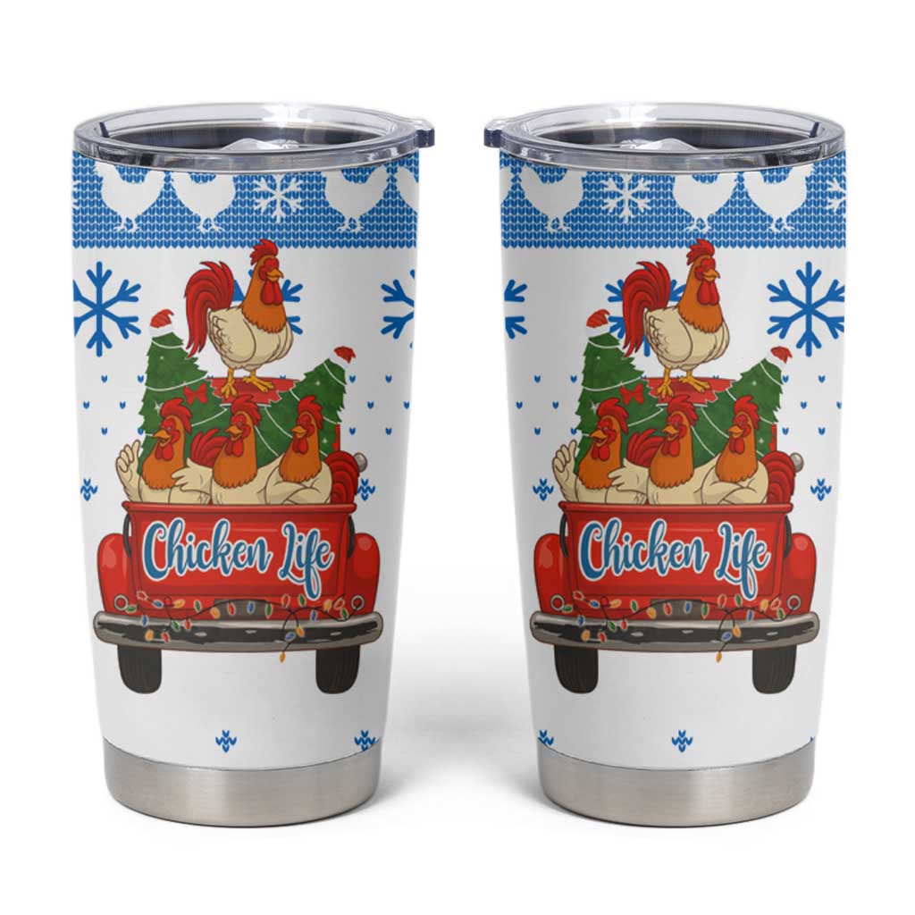 Chicken Life Christmas Tumbler Cup Xmas Holiday Patterns - Wonder Print Shop