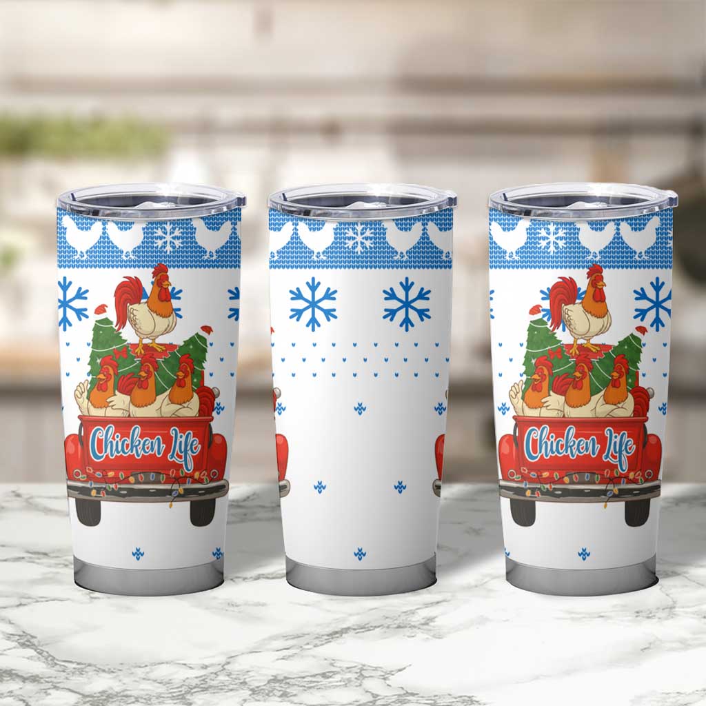 Chicken Life Christmas Tumbler Cup Xmas Holiday Patterns - Wonder Print Shop