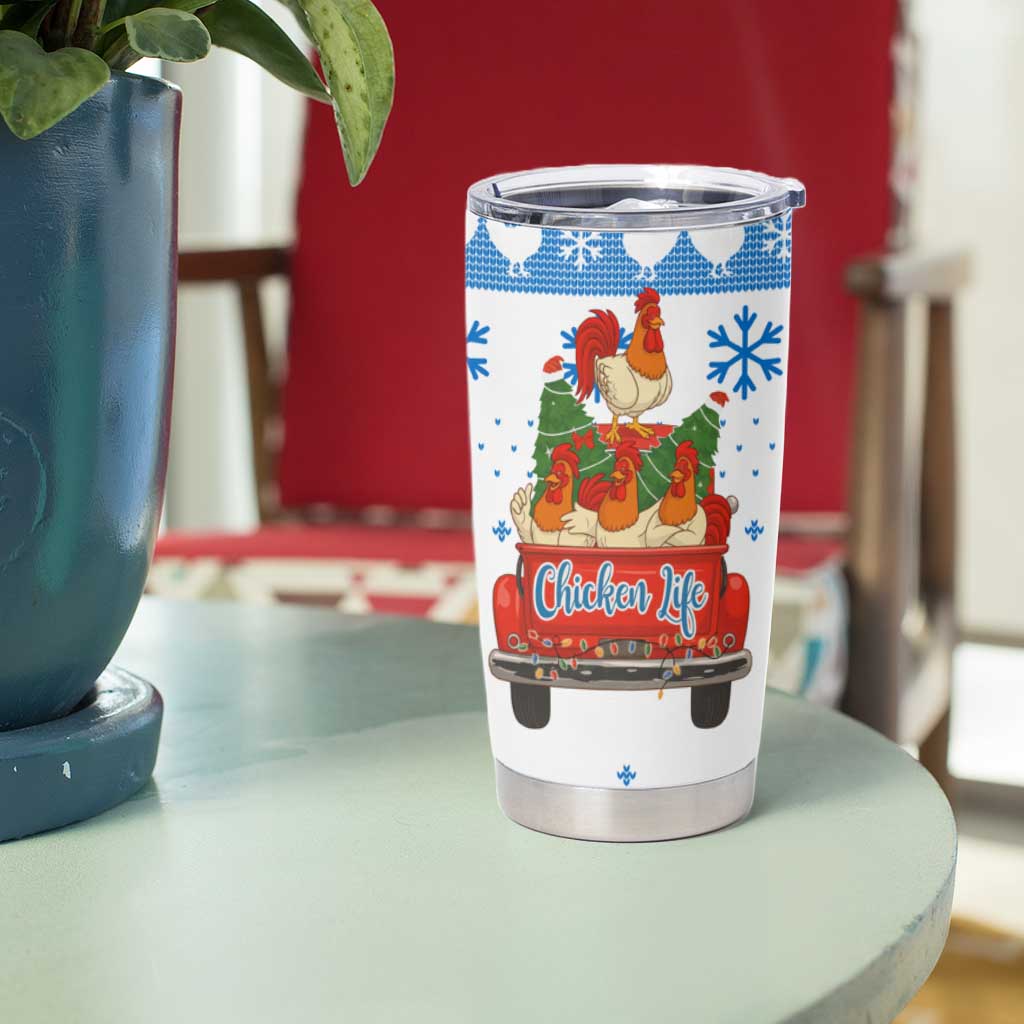 Chicken Life Christmas Tumbler Cup Xmas Holiday Patterns - Wonder Print Shop