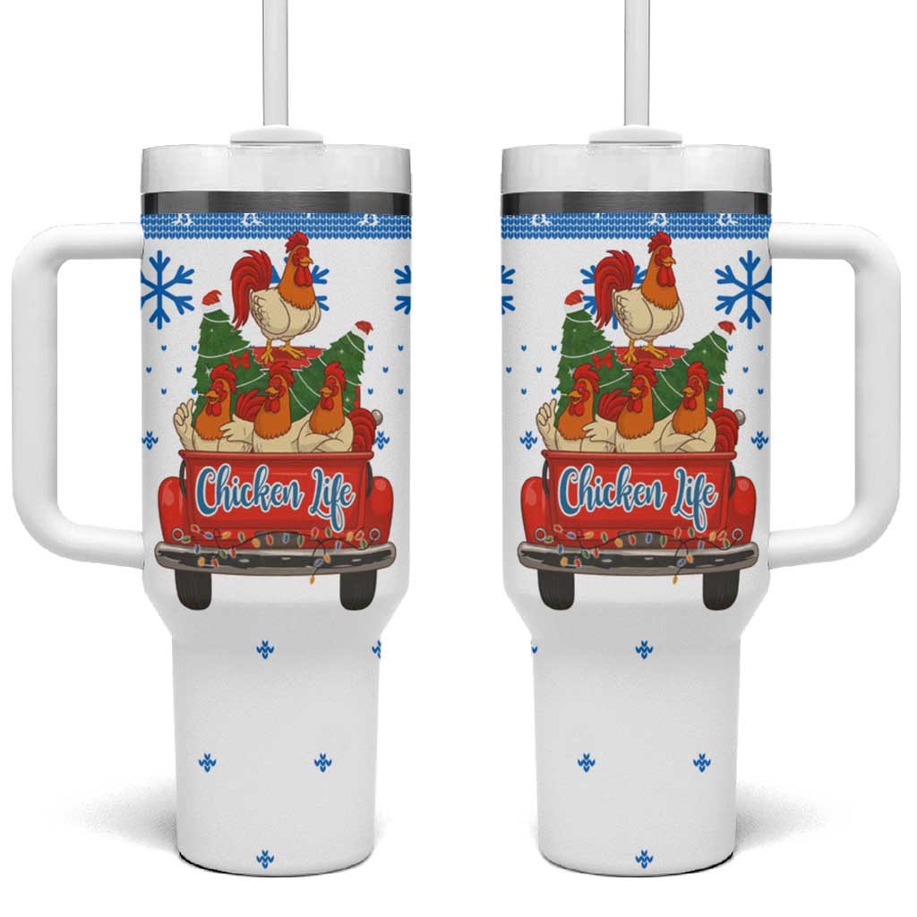 Chicken Life Christmas Tumbler With Handle Xmas Holiday Patterns - Wonder Print Shop