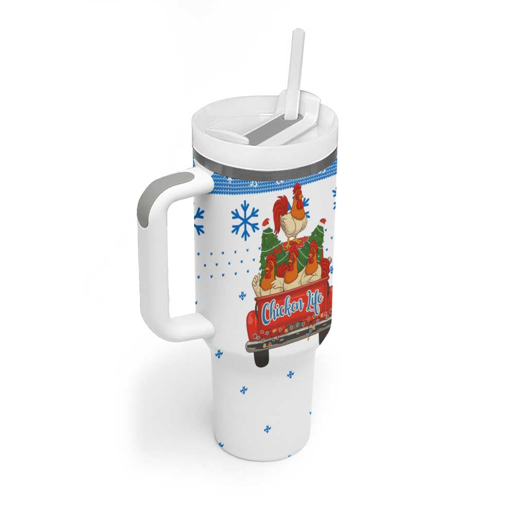 Chicken Life Christmas Tumbler With Handle Xmas Holiday Patterns - Wonder Print Shop