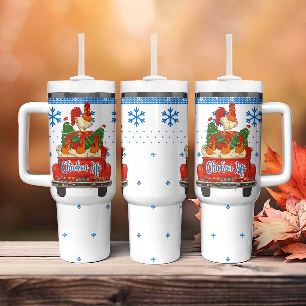 Chicken Life Christmas Tumbler With Handle Xmas Holiday Patterns - Wonder Print Shop