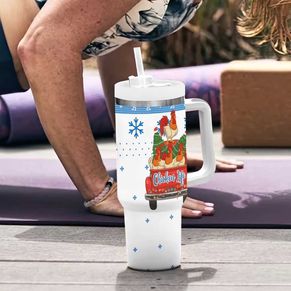 Chicken Life Christmas Tumbler With Handle Xmas Holiday Patterns - Wonder Print Shop