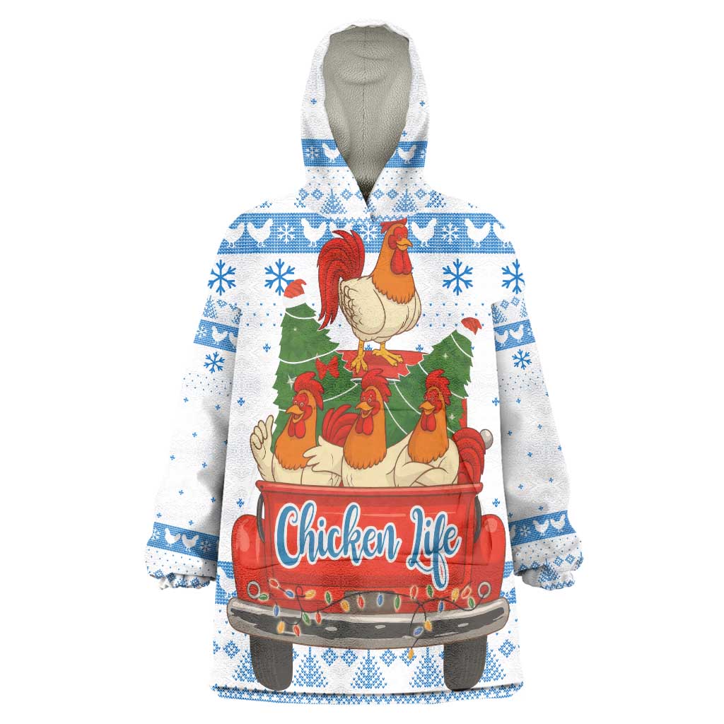 Chicken Life Christmas Wearable Blanket Hoodie Xmas Holiday Patterns - Wonder Print Shop