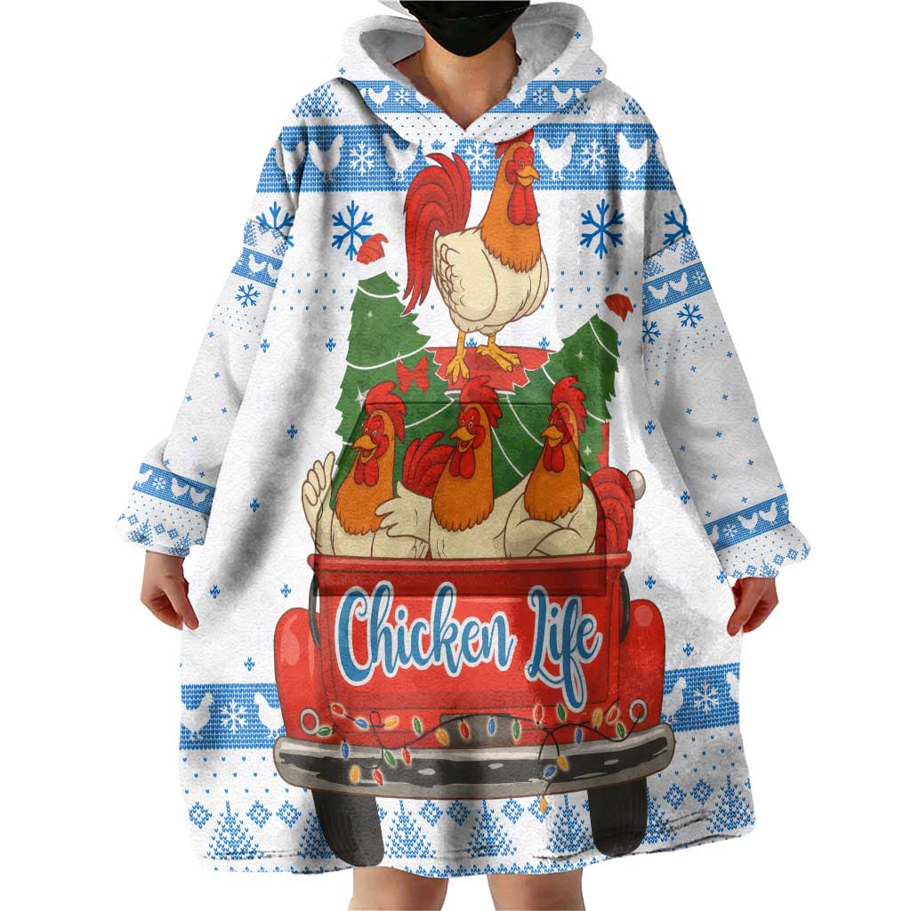 Chicken Life Christmas Wearable Blanket Hoodie Xmas Holiday Patterns - Wonder Print Shop