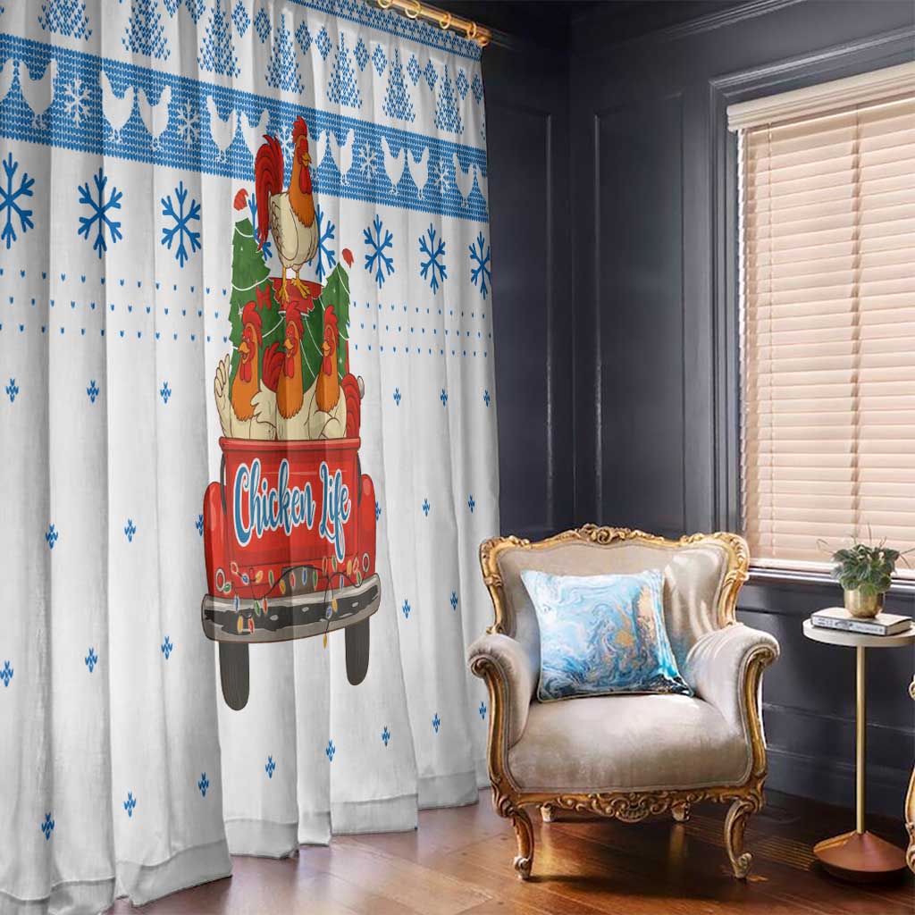 Chicken Life Christmas Window Curtain Xmas Holiday Patterns - Wonder Print Shop