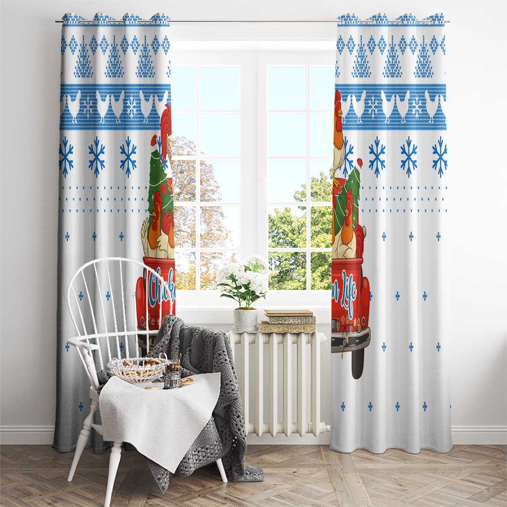 Chicken Life Christmas Window Curtain Xmas Holiday Patterns - Wonder Print Shop