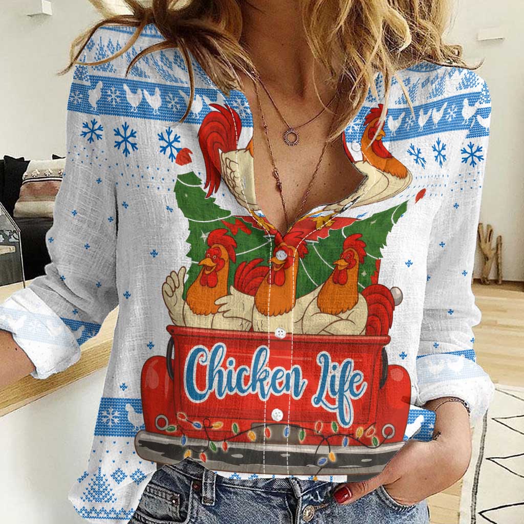 Chicken Life Christmas Women Casual Shirt Xmas Holiday Patterns - Wonder Print Shop