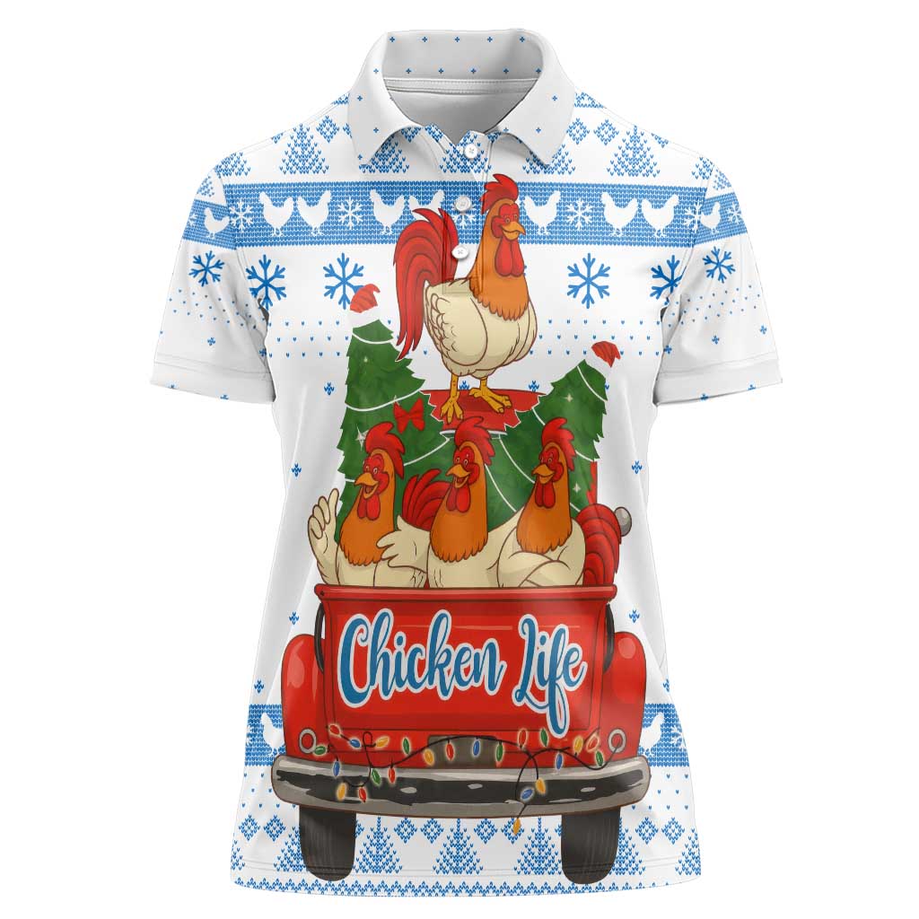 Chicken Life Christmas Women Polo Shirt Xmas Holiday Patterns - Wonder Print Shop