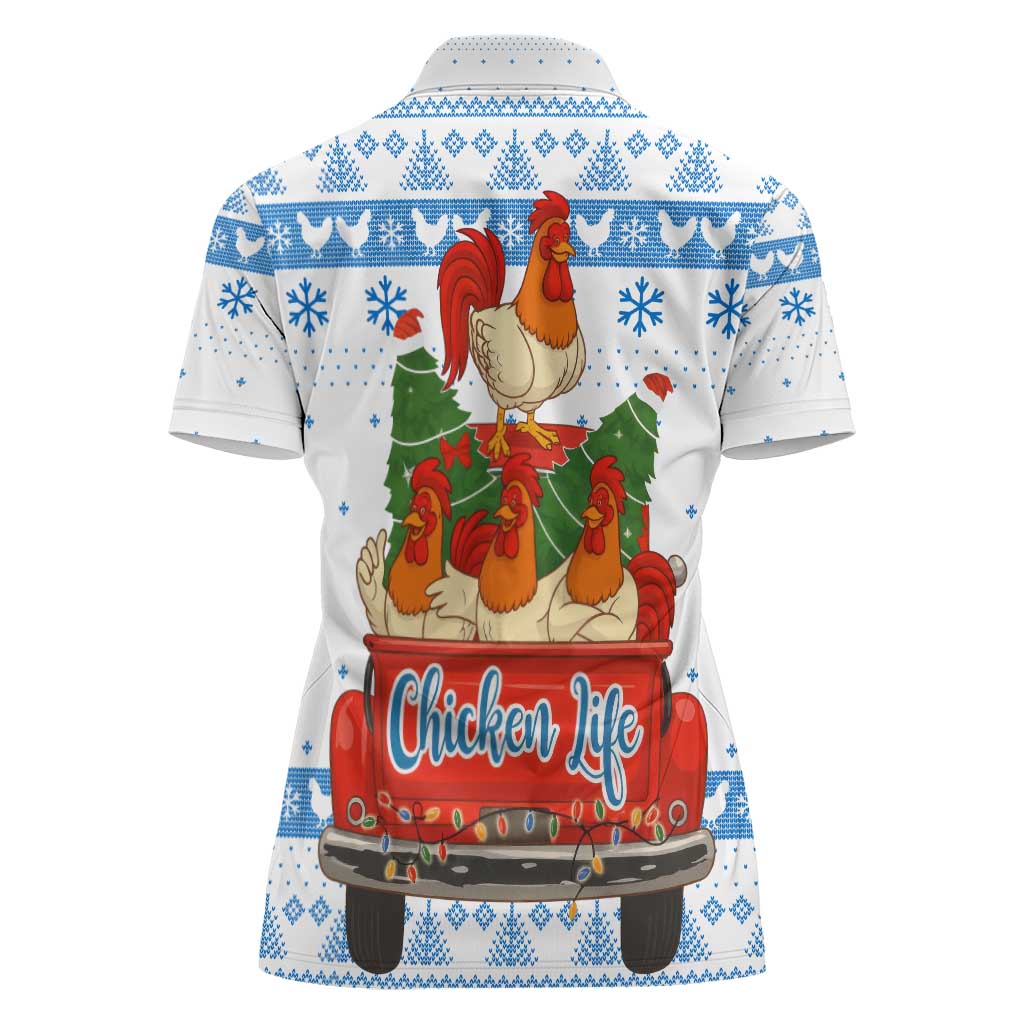 Chicken Life Christmas Women Polo Shirt Xmas Holiday Patterns - Wonder Print Shop