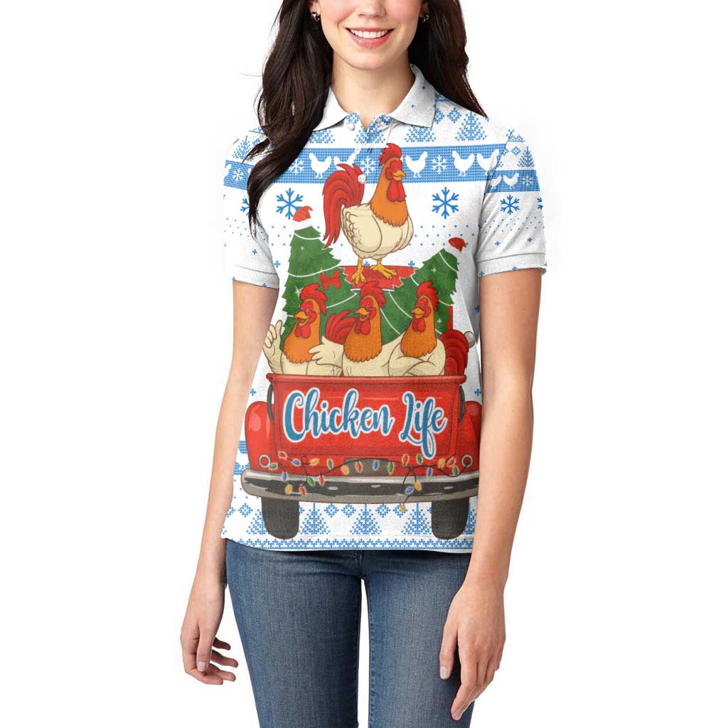 Chicken Life Christmas Women Polo Shirt Xmas Holiday Patterns - Wonder Print Shop