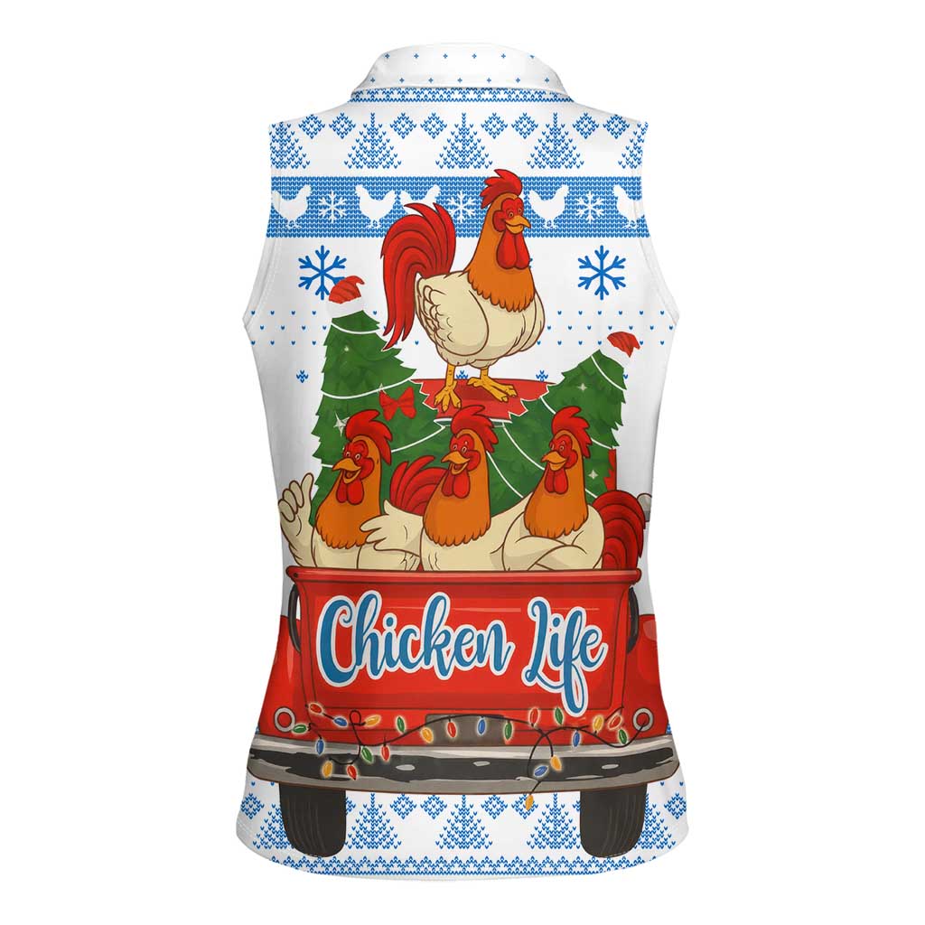 Chicken Life Christmas Women Sleeveless Polo Shirt Xmas Holiday Patterns - Wonder Print Shop