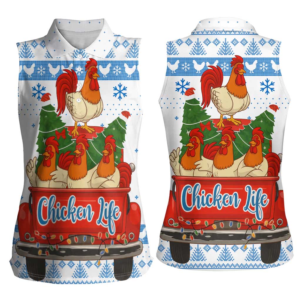 Chicken Life Christmas Women Sleeveless Polo Shirt Xmas Holiday Patterns - Wonder Print Shop