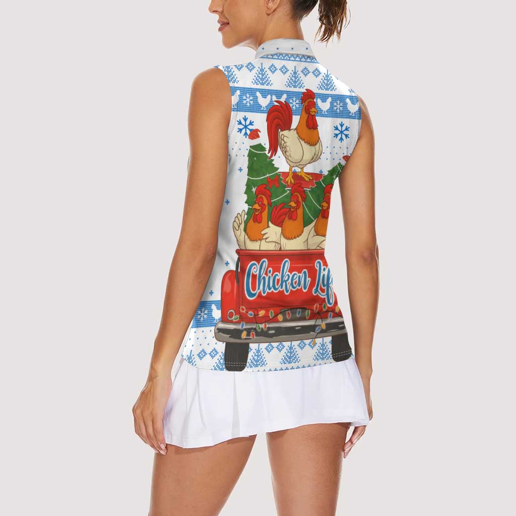 Chicken Life Christmas Women Sleeveless Polo Shirt Xmas Holiday Patterns - Wonder Print Shop