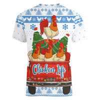 Chicken Life Christmas Women V-Neck T-Shirt Xmas Holiday Patterns - Wonder Print Shop