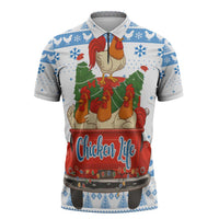 Chicken Life Christmas Zipper Polo Shirt Xmas Holiday Patterns - Wonder Print Shop