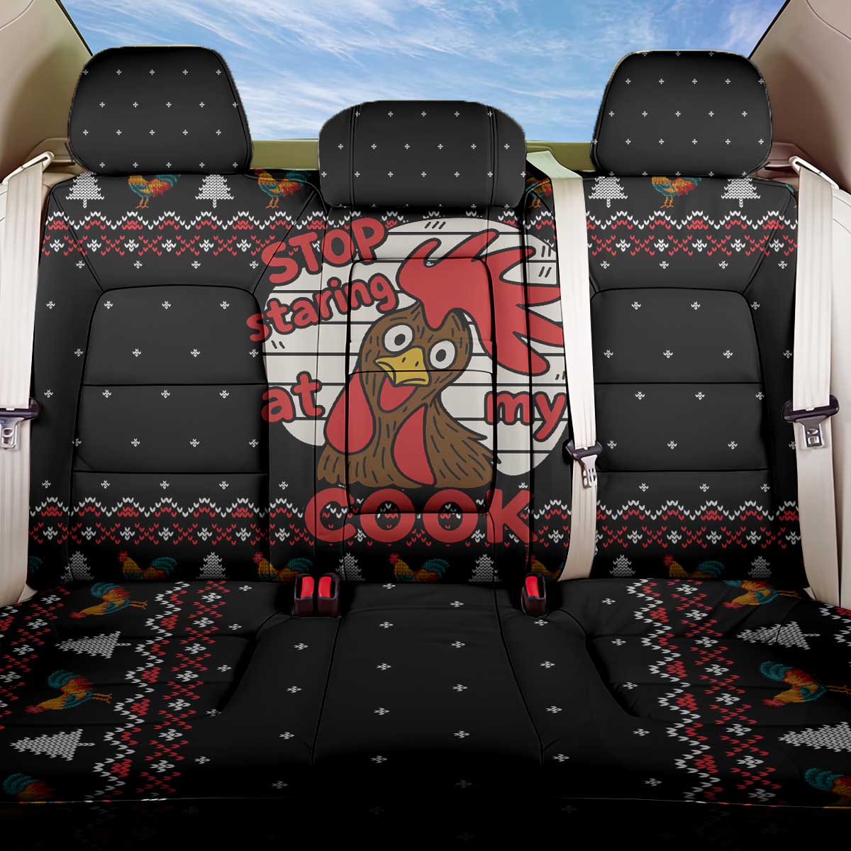 Chicken Stop Christmas Back Car Seat Cover Xmas Holiday Patterns - Wonder Print Shop
