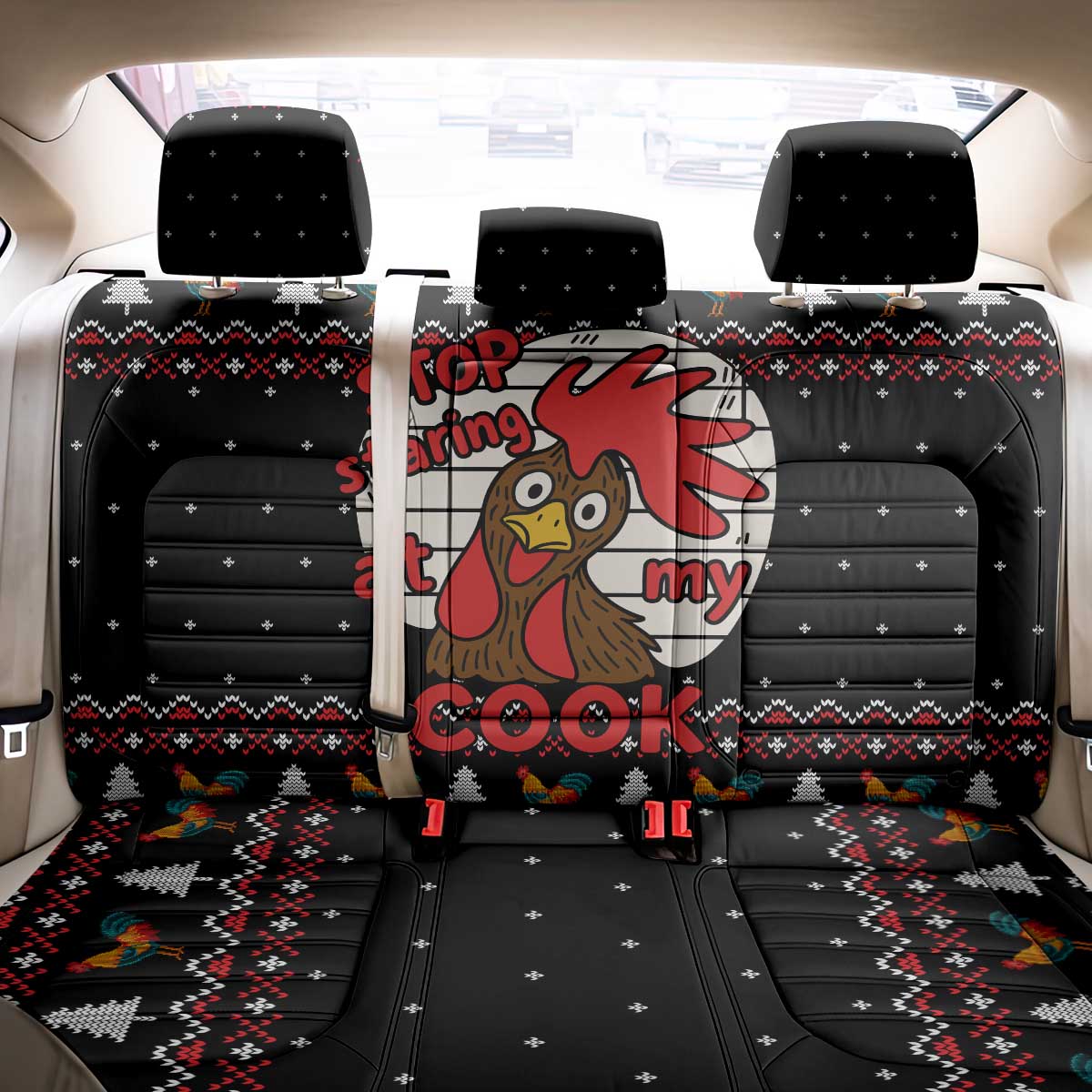 Chicken Stop Christmas Back Car Seat Cover Xmas Holiday Patterns - Wonder Print Shop