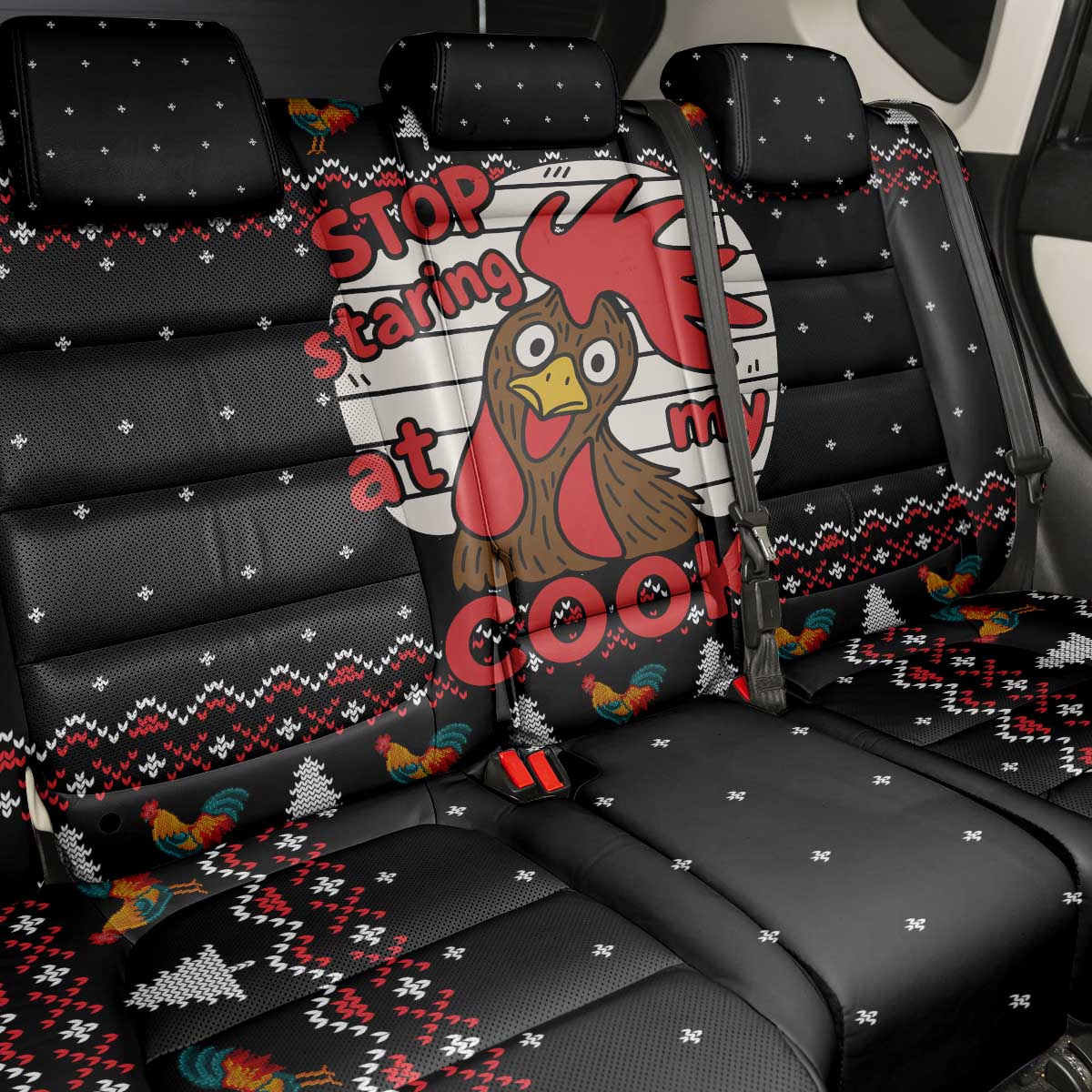 Chicken Stop Christmas Back Car Seat Cover Xmas Holiday Patterns - Wonder Print Shop
