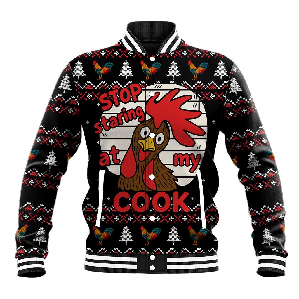 Chicken Stop Christmas Baseball Jacket Xmas Holiday Patterns - Wonder Print Shop