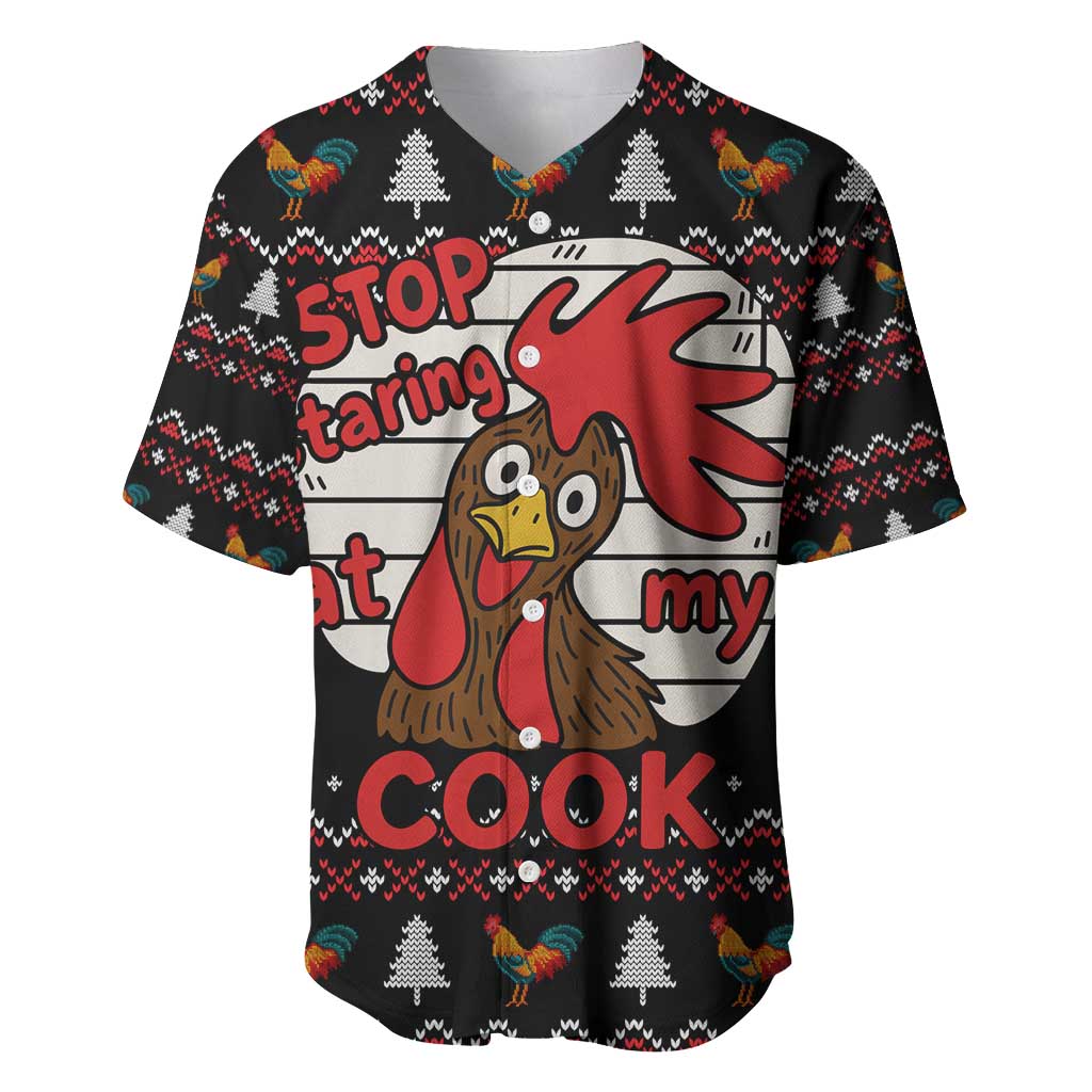 Chicken Stop Christmas Baseball Jersey Xmas Holiday Patterns - Wonder Print Shop