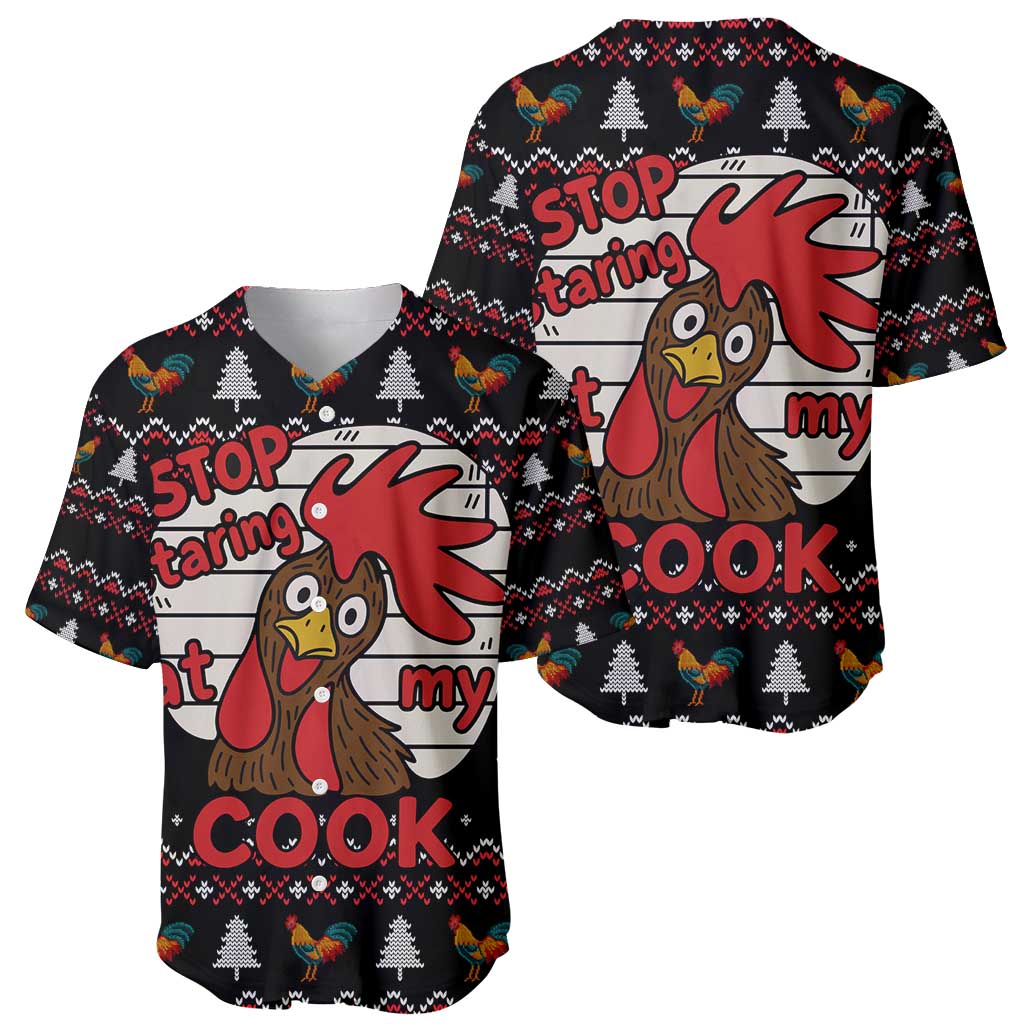 Chicken Stop Christmas Baseball Jersey Xmas Holiday Patterns - Wonder Print Shop