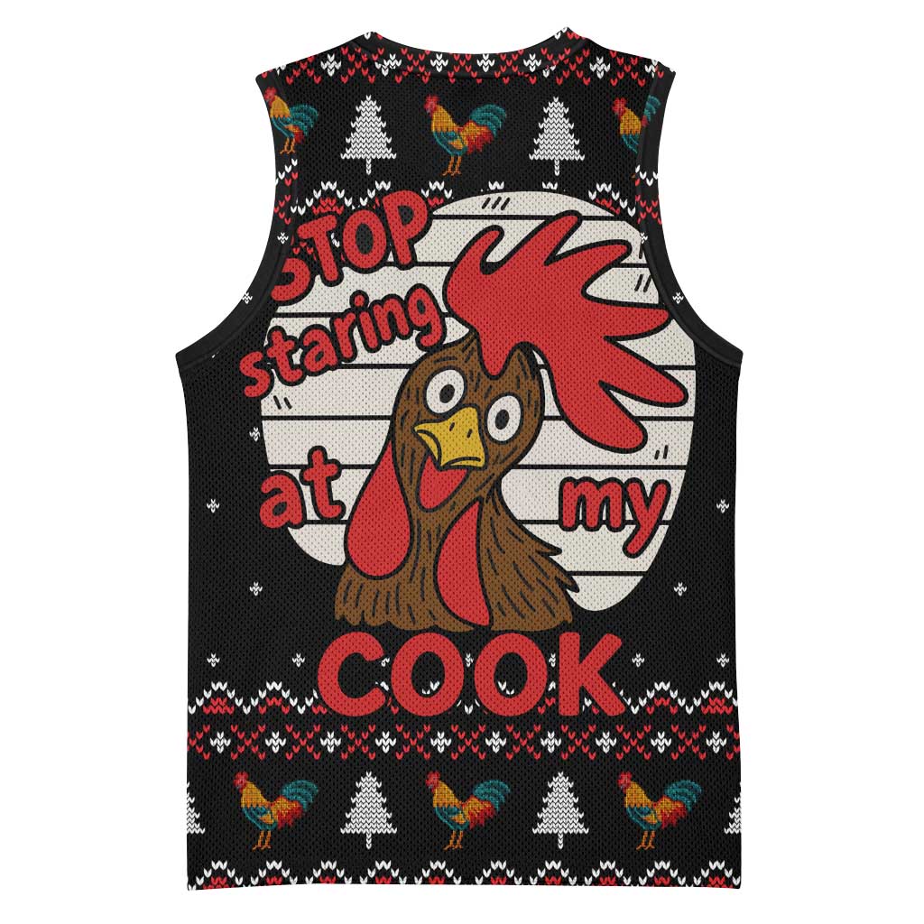 Chicken Stop Christmas Basketball Jersey Xmas Holiday Patterns - Wonder Print Shop