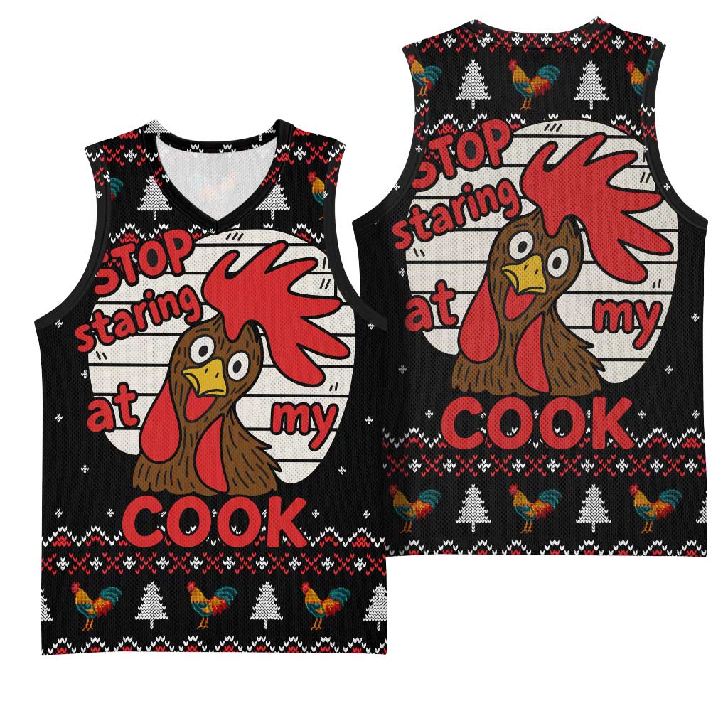 Chicken Stop Christmas Basketball Jersey Xmas Holiday Patterns - Wonder Print Shop